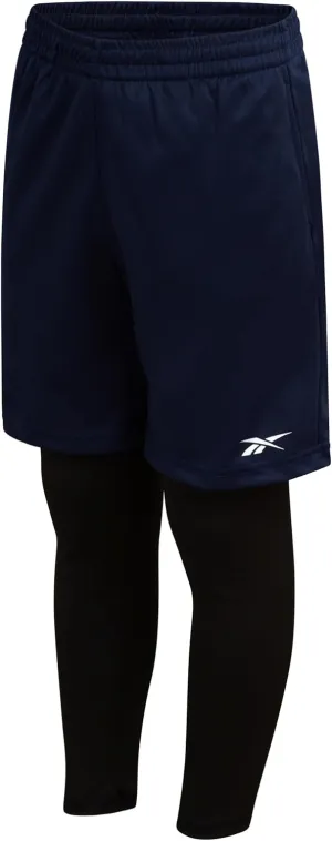 Reebok Boys Basketball Shorts - 2-in-1 Boys Athletic Shorts for Running with Compression Leggings, Pockets, and Drawstring
