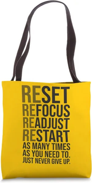 Reset Refocus Readjust - Gym, Hustle, Success, Motivational Tote Bag