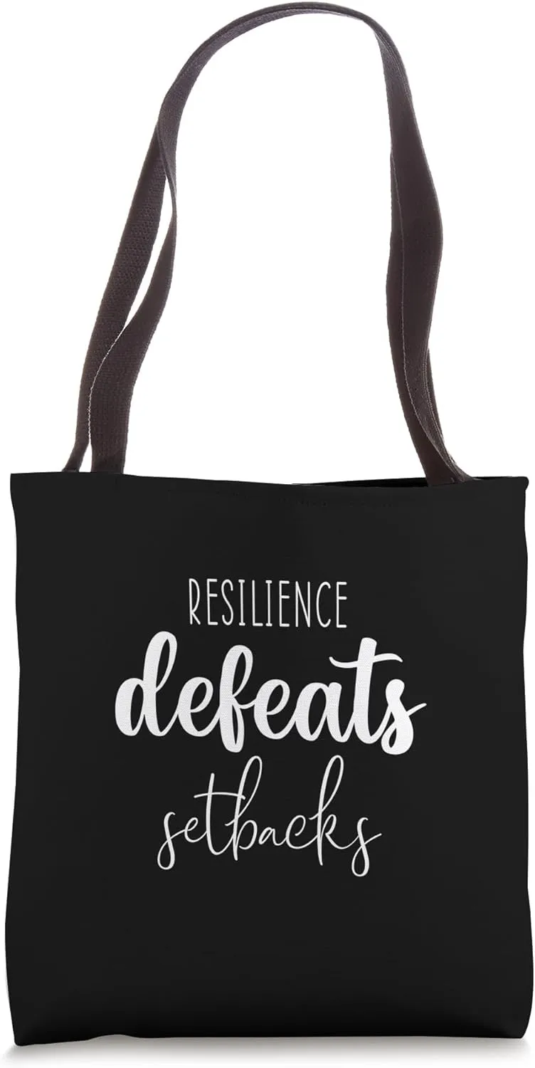 Resilience Defeats Setbacks, Gym, Hustle, Success Motivation Tote Bag