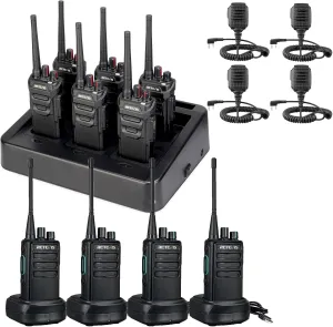 Retevis RT48 IP67 Waterproof Walkie Talkies 6 Pack, RB29 Walkie Talkies with Waterproof Shoulder Mic 4 Pack, Rugged Two Way Radio for Construction Business Manufacturing