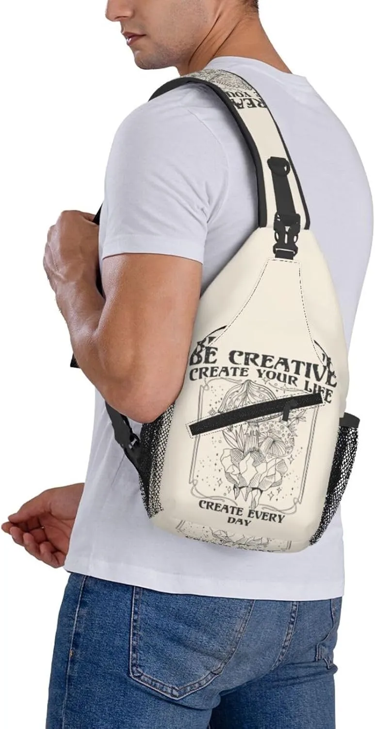 Retro Mushroom Creative Your Life Chest Sling Bag Crossbody Shoulder Backpack Bag Gym Cycling Daypack Travel Hiking Cross Bag