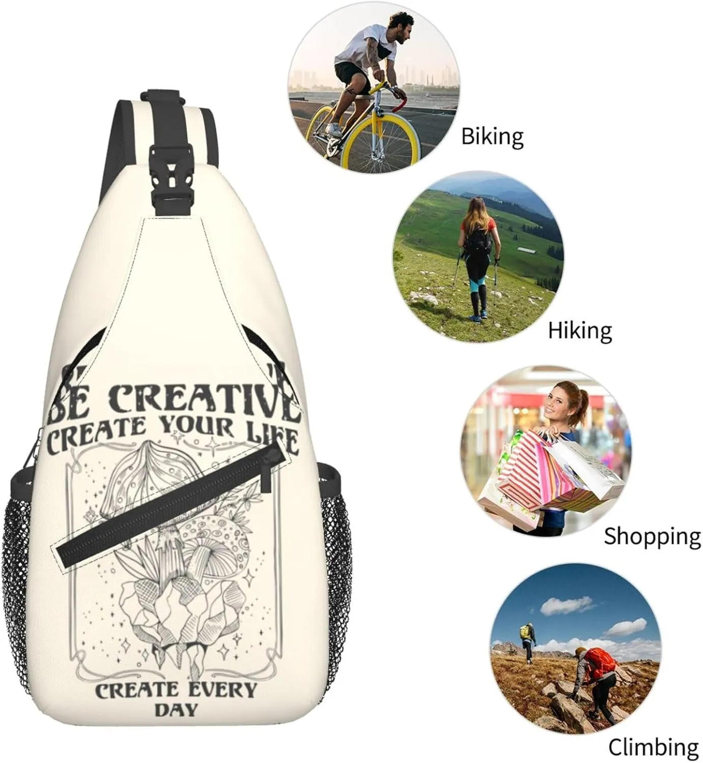 Retro Mushroom Creative Your Life Chest Sling Bag Crossbody Shoulder Backpack Bag Gym Cycling Daypack Travel Hiking Cross Bag