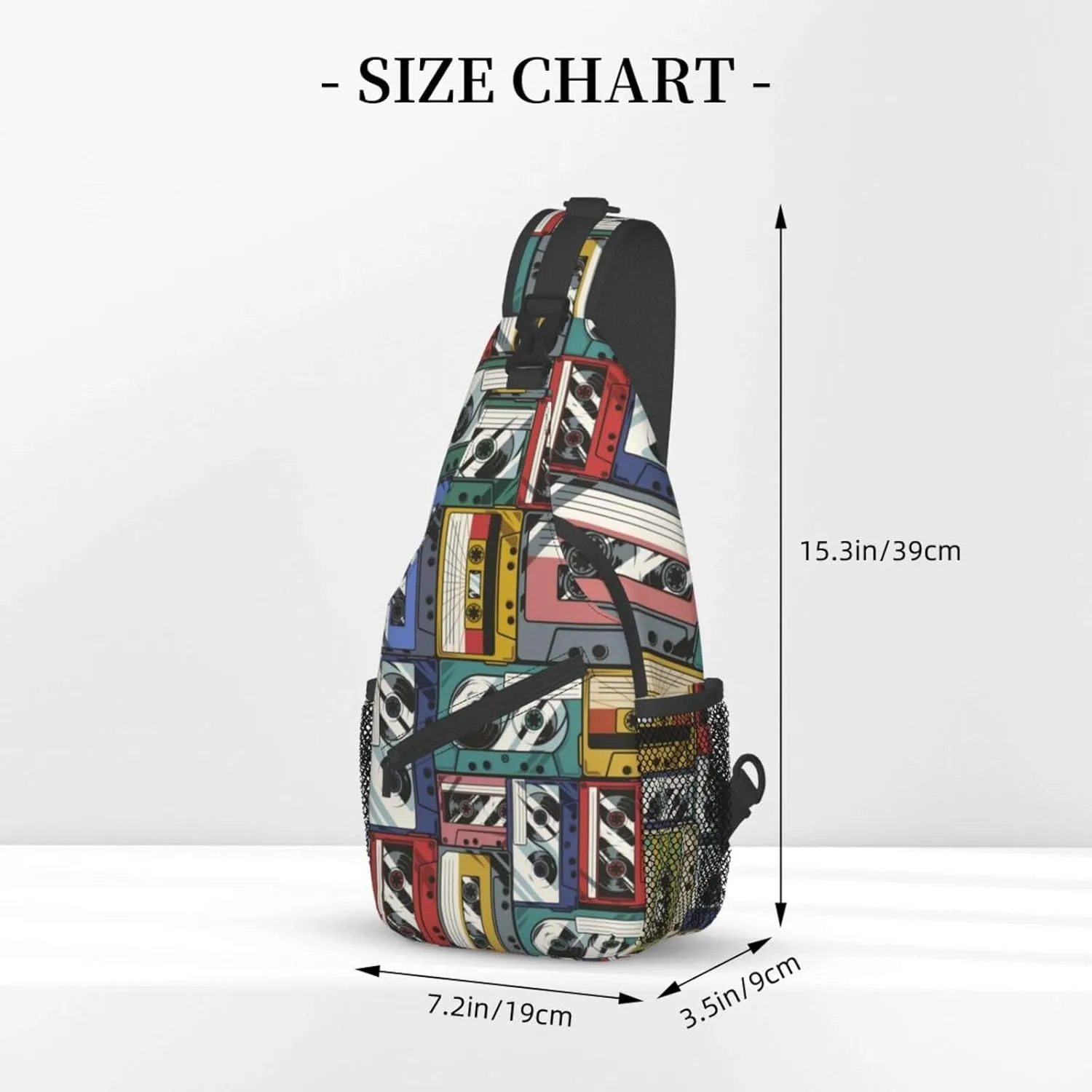 Retro Recorders Shoulder Bag Cassettes Sling Backpack Daypack Casual Backpack Hiking Bag Retro Backpack Bag