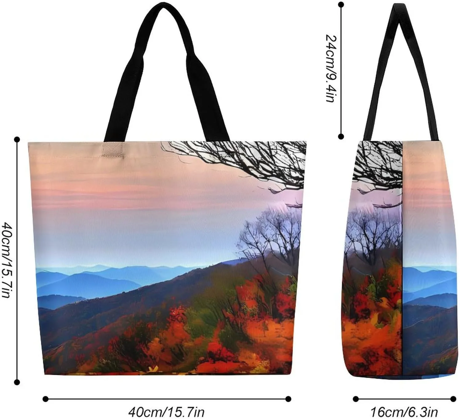 Reusable Shopping Bags Blue Ridge Mountains Grocery Bag Foldable Washable Tote Bag