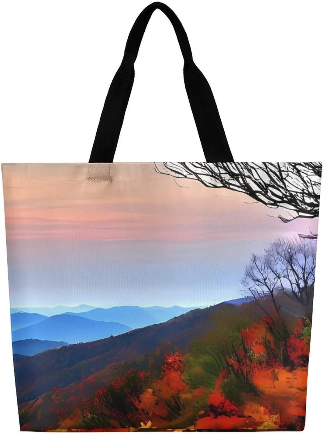 Reusable Shopping Bags Blue Ridge Mountains Grocery Bag Foldable Washable Tote Bag