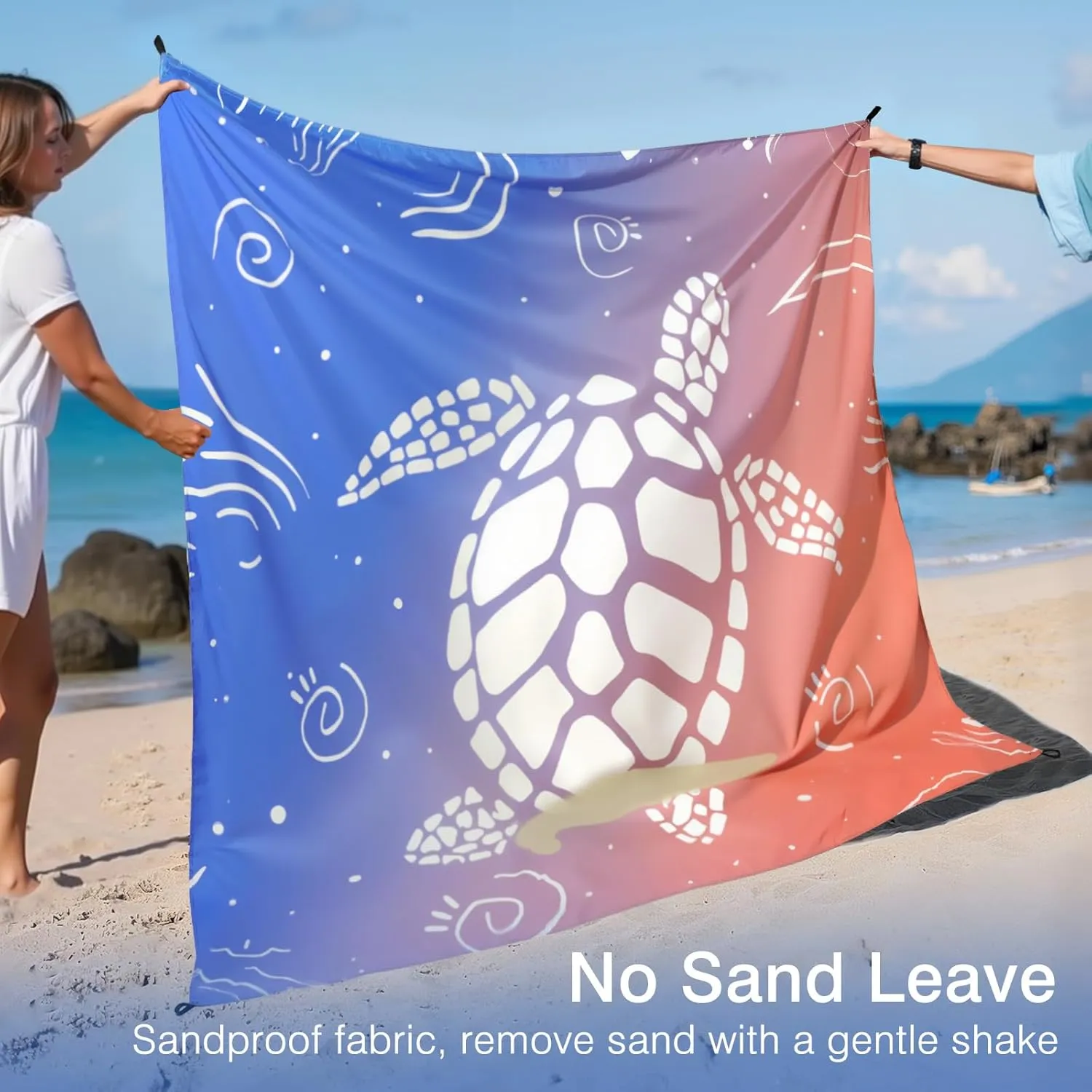 Rhino Valley Beach Blanket 84'' X 96'' for 4-8 Adults, Sandproof Beach Mat with Carrying Bag & 4 Stable Stakes, Quick Drying Outdoor Picnic Mat for Sand Travel Camping Hiking(7 * 8FT)