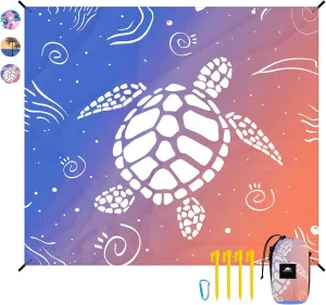 Rhino Valley Beach Blanket 84'' X 96'' for 4-8 Adults, Sandproof Beach Mat with Carrying Bag & 4 Stable Stakes, Quick Drying Outdoor Picnic Mat for Sand Travel Camping Hiking(7 * 8FT)