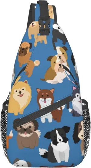 RIMENCH Anti-Theft Crossbody Sling Bag for Men Women Small Backpack One Shoulder Bag Chest Bag Sling Backpack (Cute Puppy Dog)