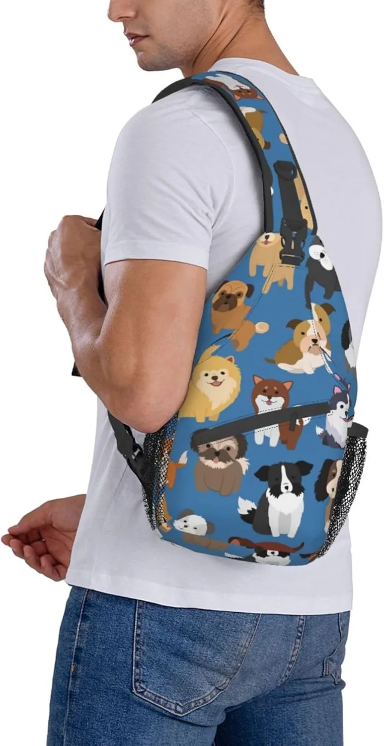 RIMENCH Anti-Theft Crossbody Sling Bag for Men Women Small Backpack One Shoulder Bag Chest Bag Sling Backpack (Cute Puppy Dog)