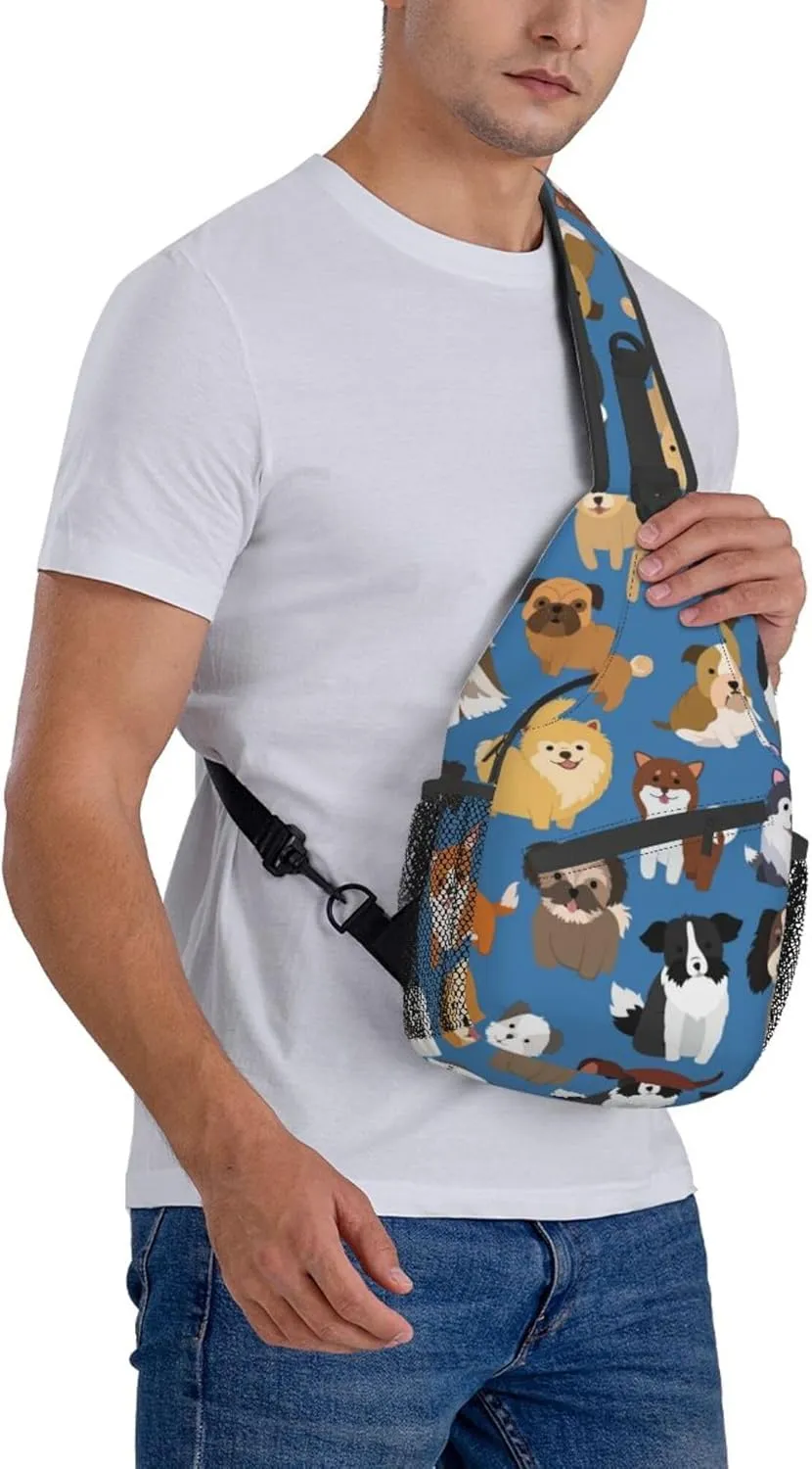 RIMENCH Anti-Theft Crossbody Sling Bag for Men Women Small Backpack One Shoulder Bag Chest Bag Sling Backpack (Cute Puppy Dog)