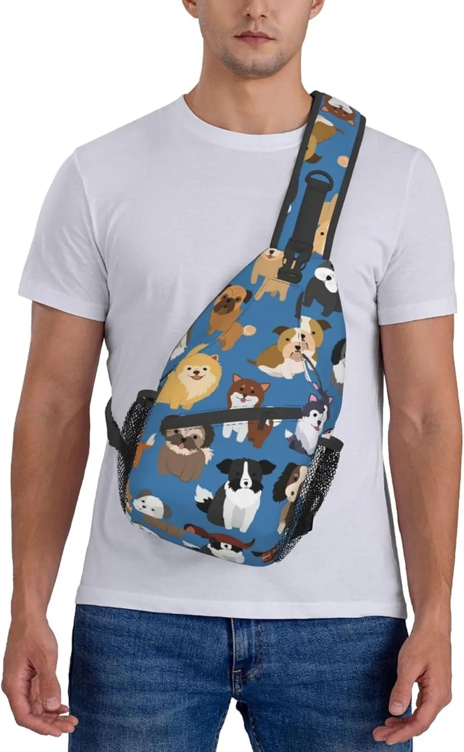 RIMENCH Anti-Theft Crossbody Sling Bag for Men Women Small Backpack One Shoulder Bag Chest Bag Sling Backpack (Cute Puppy Dog)