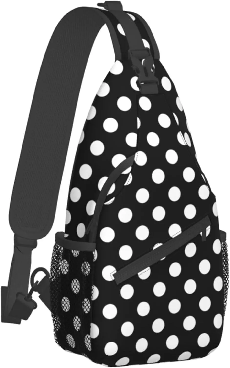RIMENCH Men Women White Black Polka Dots Sling Bag Premium Sling Bags Shoulder Backpack Multipurpose Sling Backpack With Adjustable Strap
