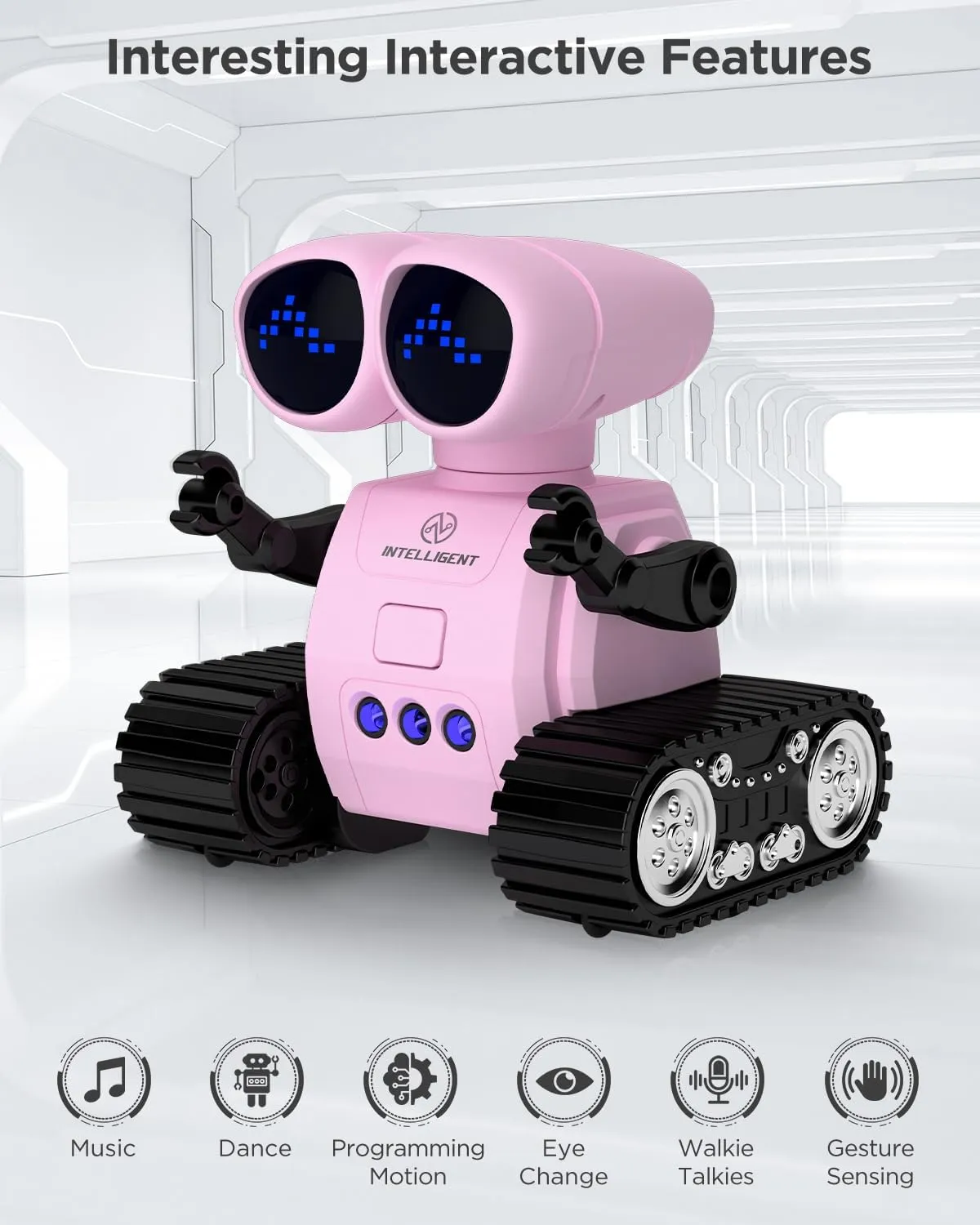 Robot Toys for Kids, Rechargeable Remote Control Robot Toys with Walkie Talkies, Programming, Gesture Sensing, Music, Changeable Eyes Function, RC Robot Toys Gifts for 3-8 Year Old Boys Girls