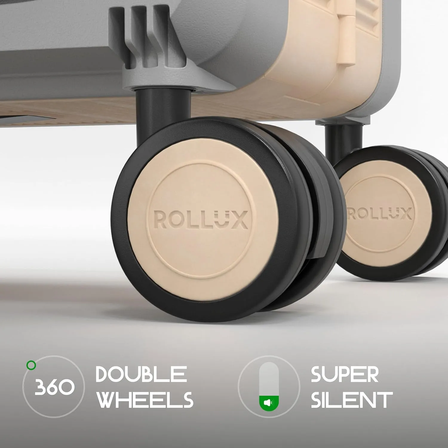 Rollux Collapsible Suitcase with Wheels, Water and Impact Resistant Hard Shell Luggage with Silent Double Spinner Wheels, 24 Inch Suitcase with TSA Lock, [24 inch] – Khaki