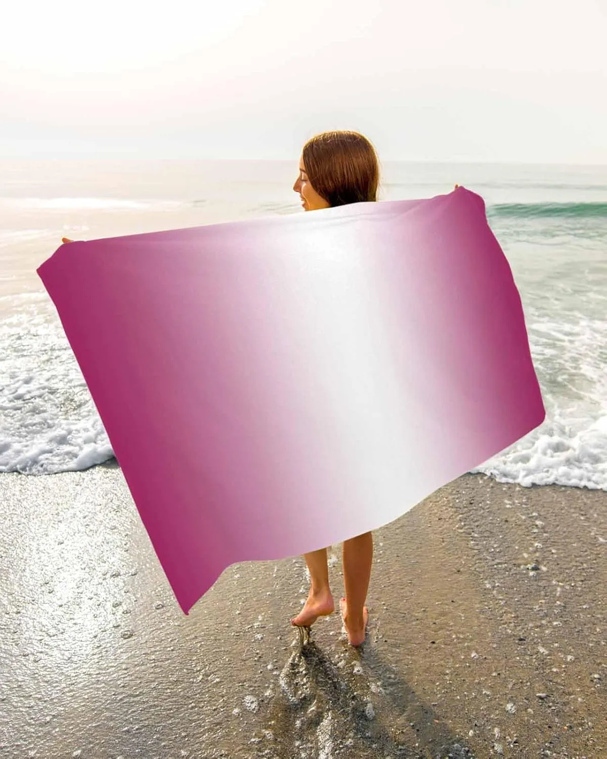 Rose Beach Towel 31"x61" Microfiber Beach Towels Oversized Sand Free Quick Dry Beach Towel/Bath Towels/Yoga Towel/Pool Towels/Travel Towel for Women Men Girls Kids-Gradient