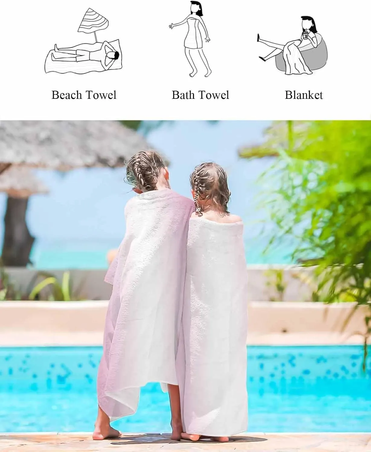 Rose Beach Towel 31"x61" Microfiber Beach Towels Oversized Sand Free Quick Dry Beach Towel/Bath Towels/Yoga Towel/Pool Towels/Travel Towel for Women Men Girls Kids-Gradient