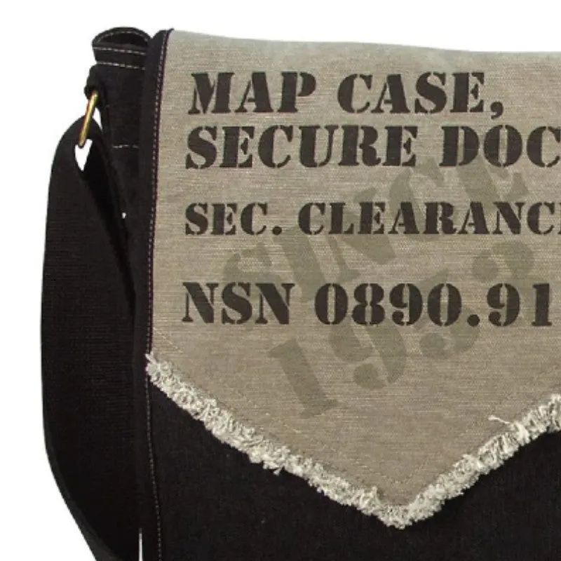 Rothco Vintage Messenger Canvas Imprinted Map Bag - Black