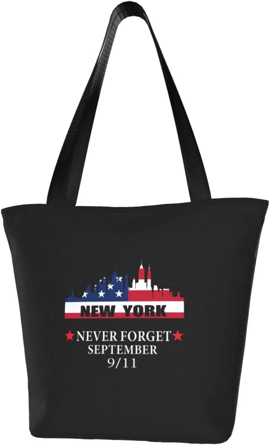 Rqwaaed 911 Never Forget Women'S Casual One Shoulder Carry Shopping Bag Large Capacity Working Storage Handbag