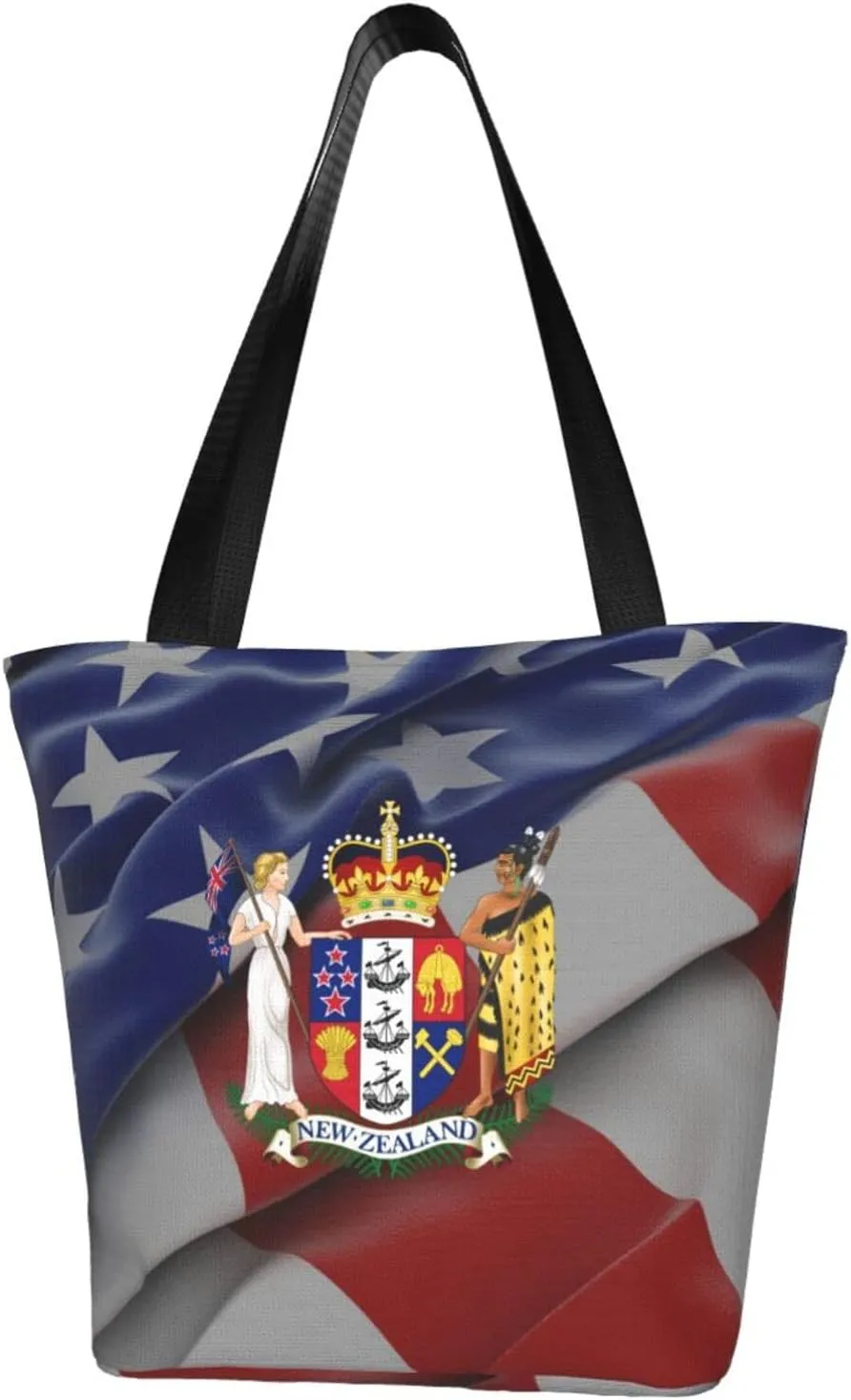 Rqwaaed Coat of Arms of New Zealand Women'S Casual One Shoulder Carry Shopping Bag Large Capacity Working Storage Handbag