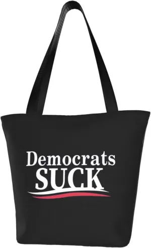 Rqwaaed Democrats Suck Women'S Casual One Shoulder Carry Shopping Bag Large Capacity Working Storage Handbag