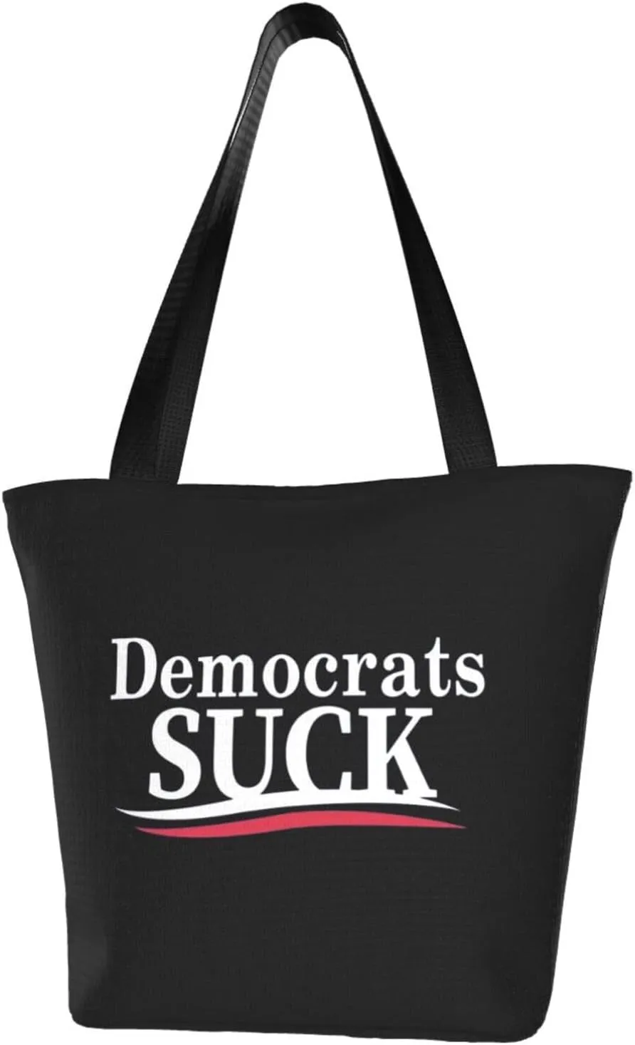 Rqwaaed Democrats Suck Women'S Casual One Shoulder Carry Shopping Bag Large Capacity Working Storage Handbag