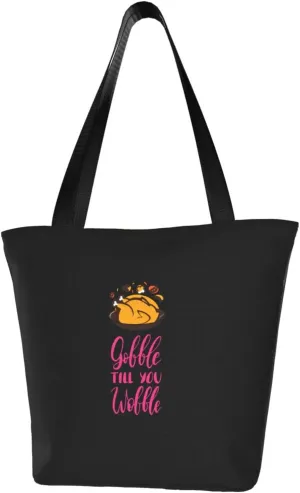 Rqwaaed Gobble Till You Wobble Women'S Casual One Shoulder Carry Shopping Bag Large Capacity Working Storage Handbag