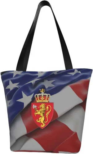 Rqwaaed Norwegian Coat Of Arms Norway Women'S Casual One Shoulder Carry Shopping Bag Large Capacity Working Storage Handbag