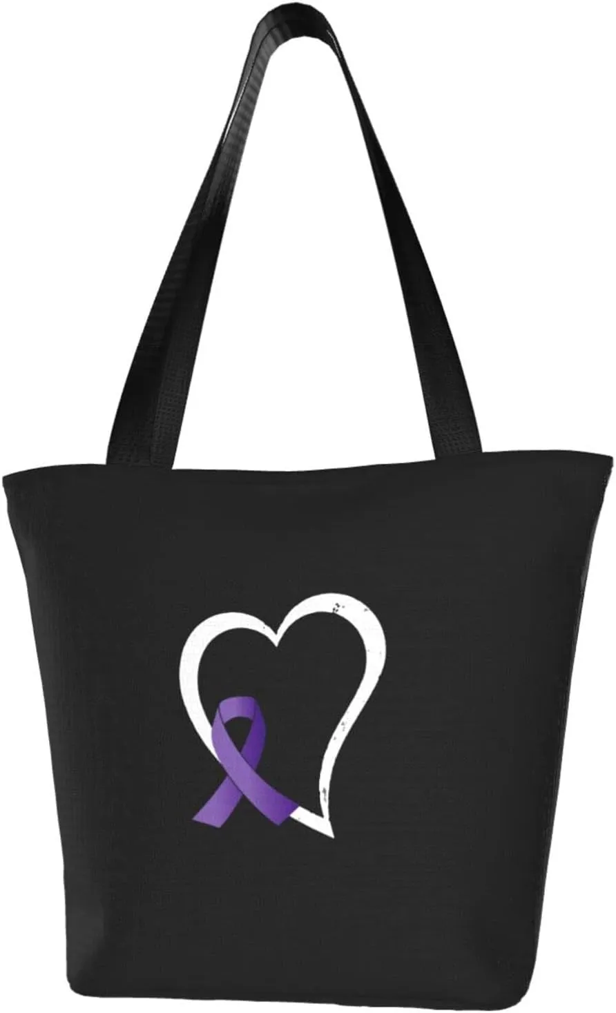 Rqwaaed Pancreatic and Leiomyosarcoma Cancer Awareness Women'S Casual One Shoulder Carry Shopping Bag Large Capacity Working Storage Handbag