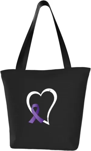 Rqwaaed Pancreatic and Leiomyosarcoma Cancer Awareness Women'S Casual One Shoulder Carry Shopping Bag Large Capacity Working Storage Handbag