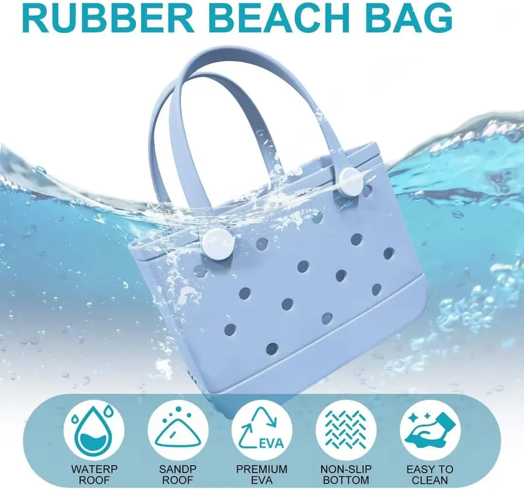 Rubber Beach Bag Rubber Beach Tote Bag-Women Tote Handbag, Waterproof Portable Washable Travel Totebag for Daily