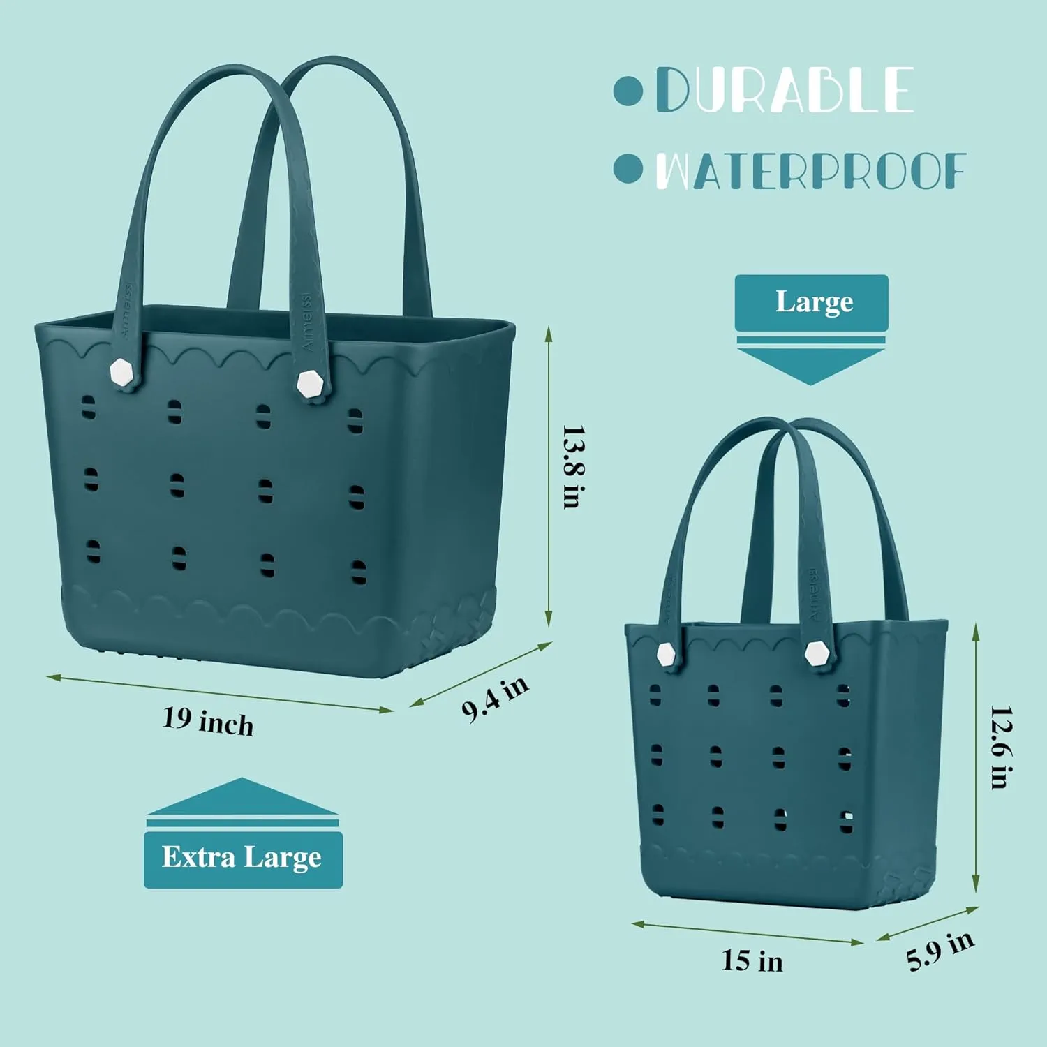 Rubber Beach Tote Bag Waterproof Tip-Proof Outdoor Tote Bag for the Beach Boat Pool Sports