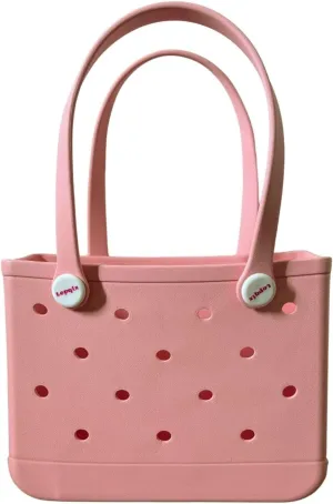 Rubber Tote Bag, Bitty Beach Tote, Double Shoulder Strap, Lightweight Carryall for Beach, Travel, Gym, Pool, Camping