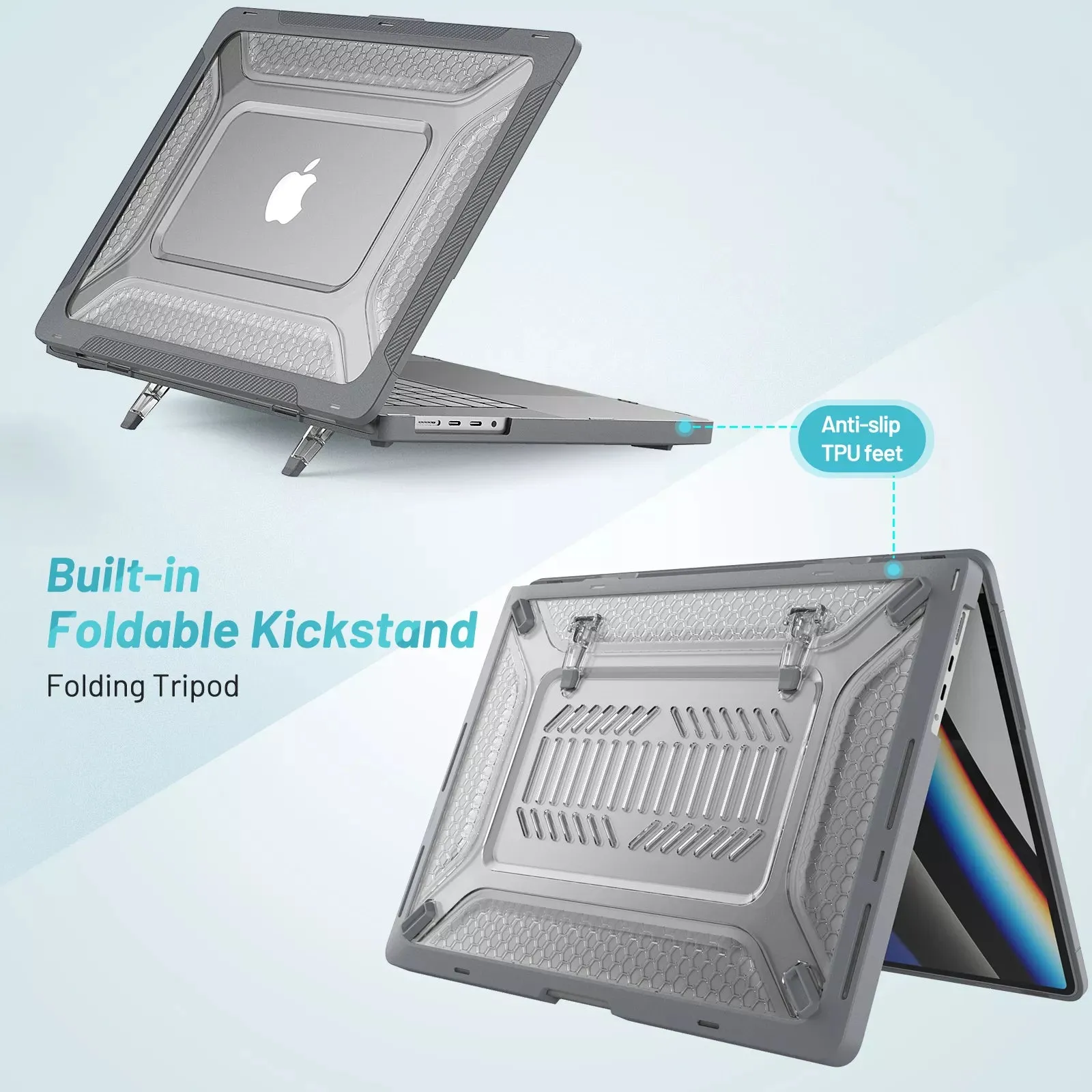 Rugged Protective & Heavy Duty Case Macbook Air 13.6 2022 M2 - Clear Grey