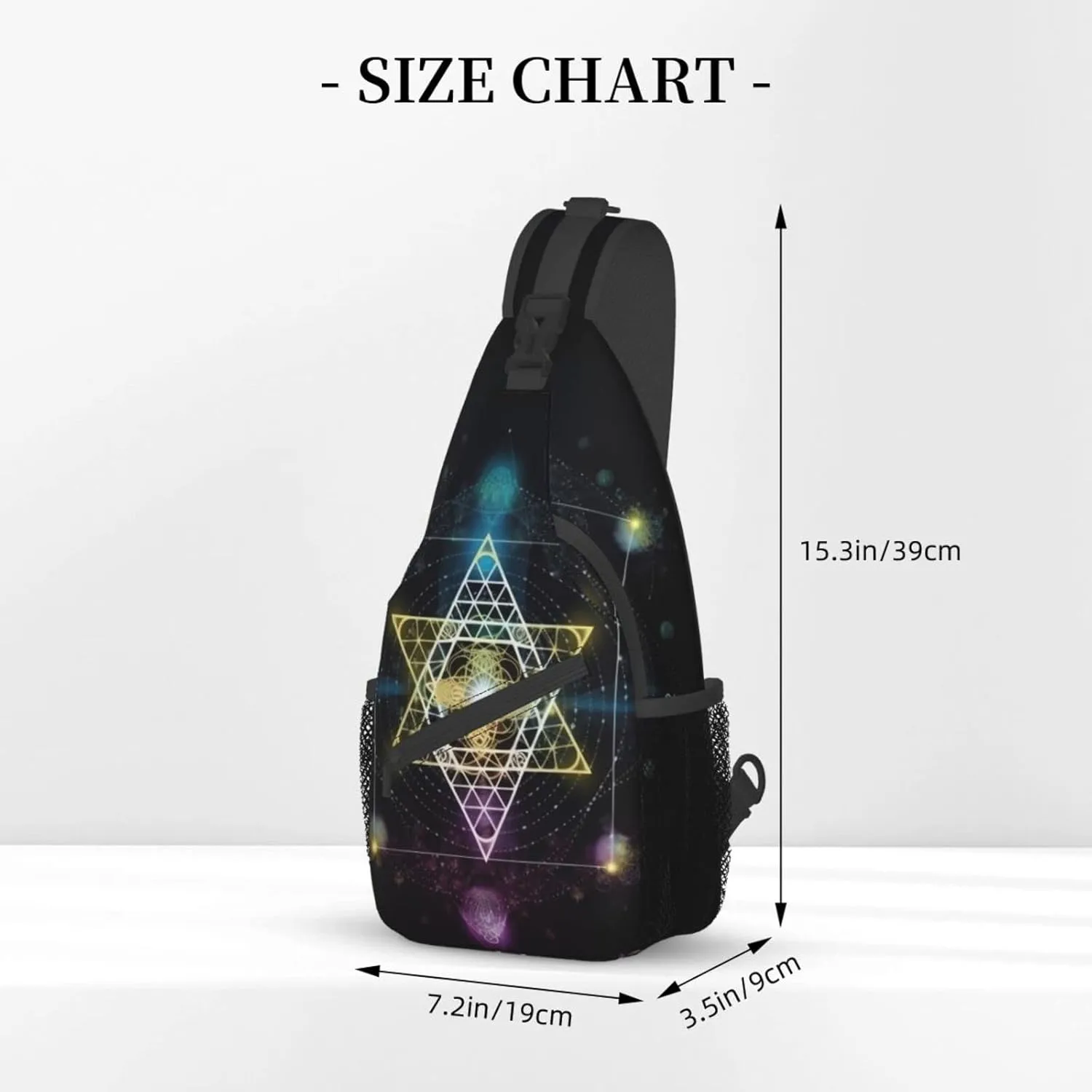 Sacred Geometry Symbol Outdoor Cross-body Shoulder Bag, Unisex Backpack For Women Men Young Hiking Travel