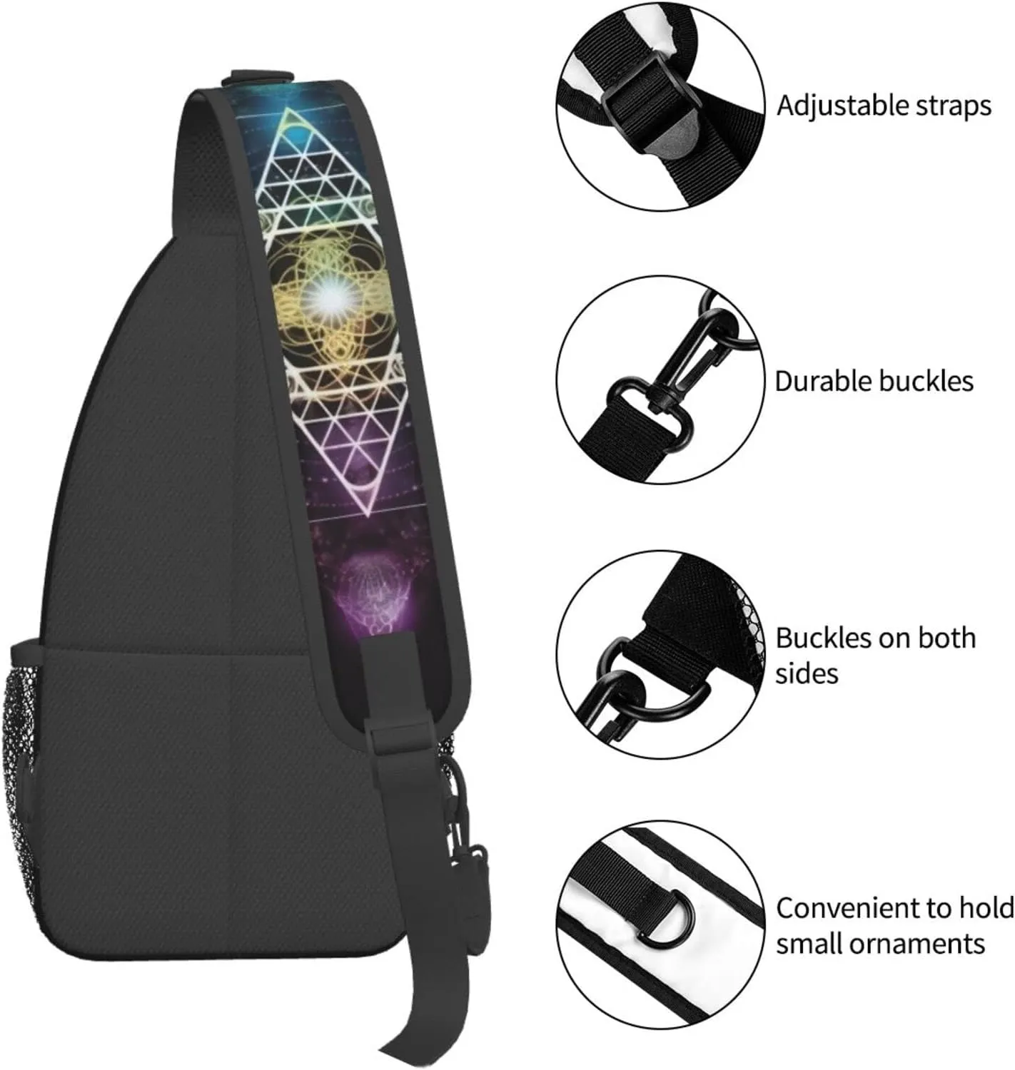 Sacred Geometry Symbol Outdoor Cross-body Shoulder Bag, Unisex Backpack For Women Men Young Hiking Travel