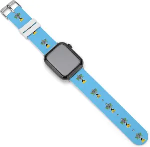 Saint Lucia's Flag Adjustable Silicone Watchband Compatible with IWatch Classic Soft Sports Watch Strap for Men Women