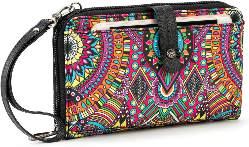 Sakroots Artist Circle Smartphone Crossbody in Eco Twill, Detachable Wristlet Strap