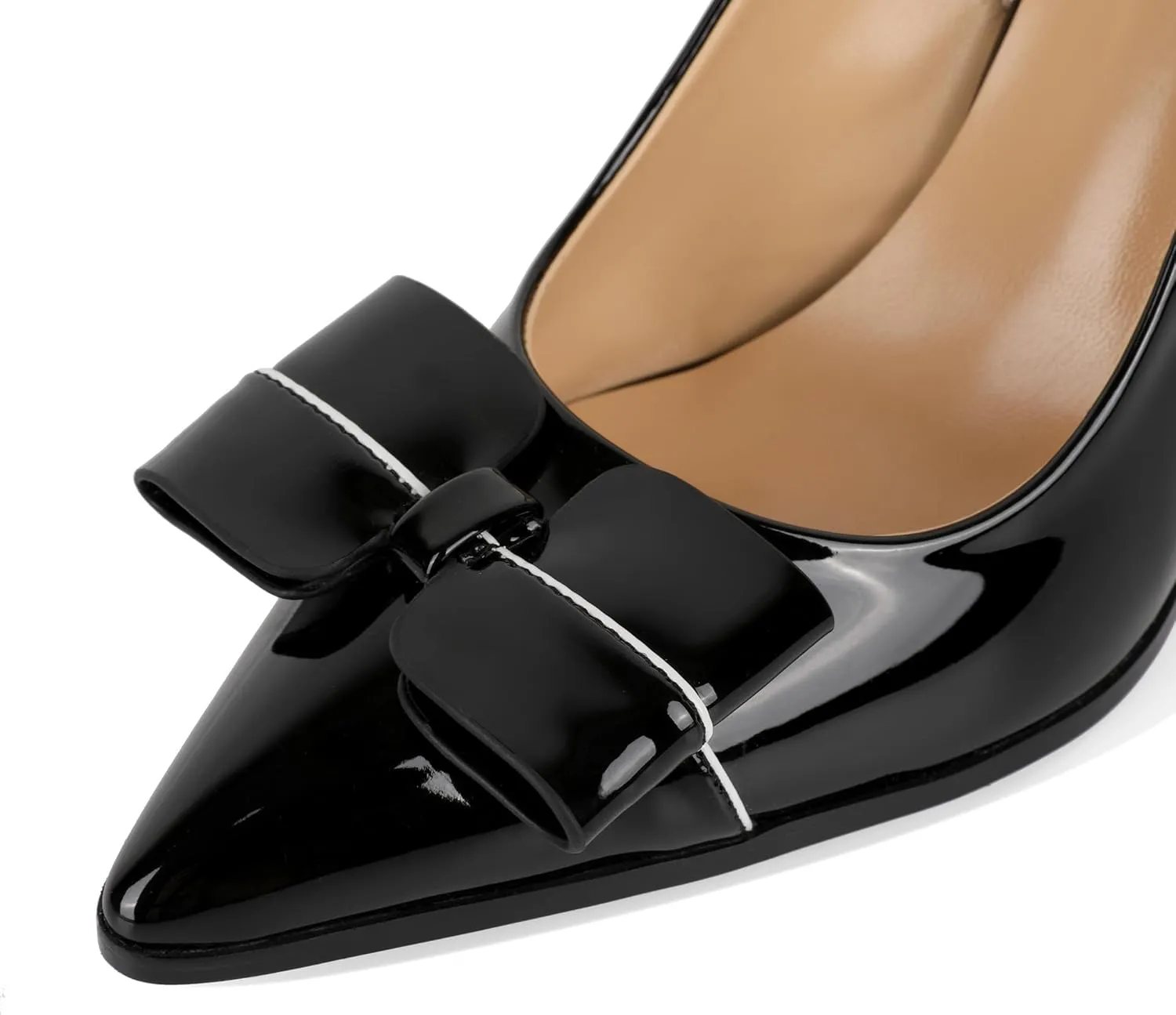 SAMMITOP Womens Slingback Stiletto High Heels Closed Pointed Toe Bow Pumps Buckle Strap 3.5 Inch Heeled Sexy Office Wedding Dress Shoes