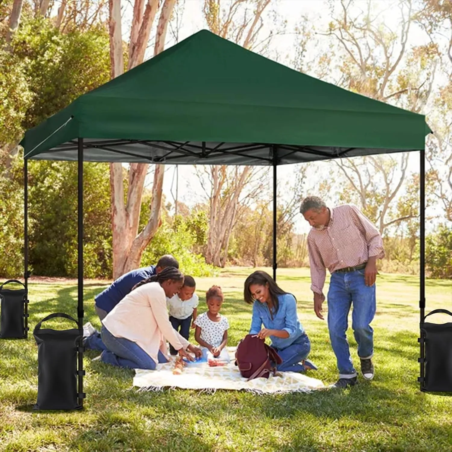 Sand Bags for Canopy Legs (150 LBS) Empty Sandbags for Weight, Canopy Tent Weights Set of 4 Heavy Duty 1680D Pop Up Tent Weights Bags, Black