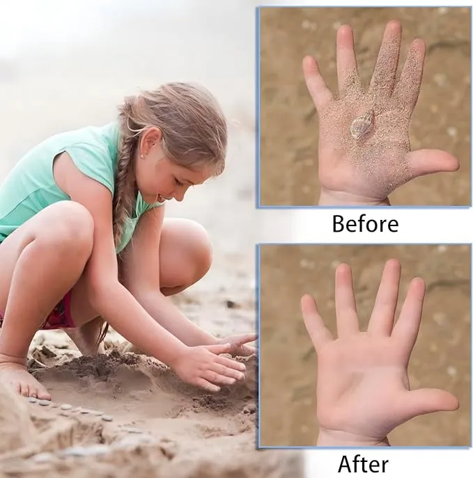 Sand Remover for Beach,Portable Sand Remover,Rich in Natural Micro Corn Endosperm Essence Powder,Without of Talc and Fragrance,Soft and Skin-Friendly Suitable for The Whole Family