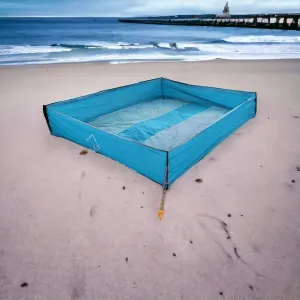 Sandproof Beach Walled Blanket Outdoors, Water Resistant, Portable and Lightweight Outdoors Playpen for Sand and Grass Turquoise & Gray