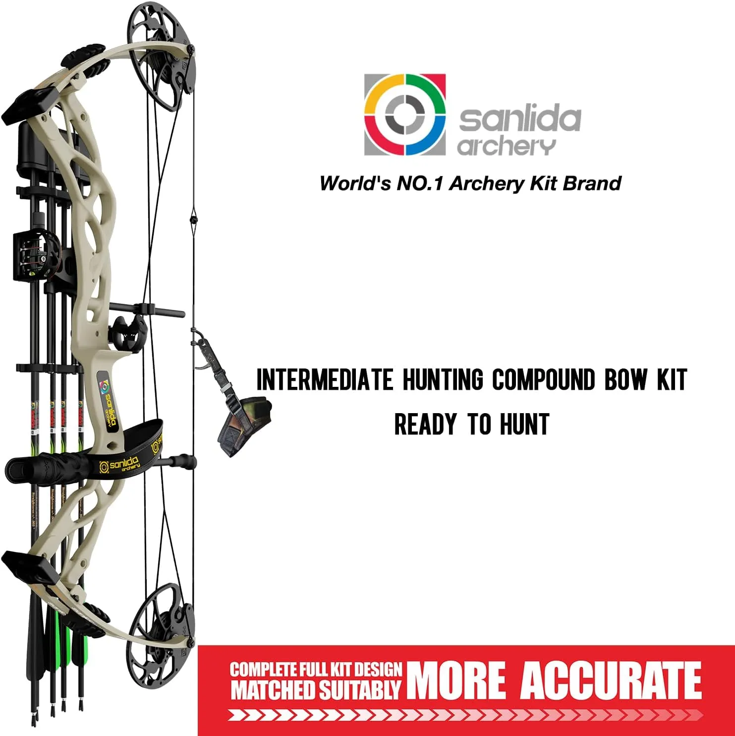 Sanlida Dragon X9 Ready to Hunt Compound Bow Package for Adults, Archery Compound Bow and Arrow Set, 0-70 Lbs Draw Weight, No Bow Press Needed, Limited Life-time Warranty