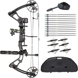 SAS Feud 70 Lbs Compound Bow Travel Package (Black with Travel Package)