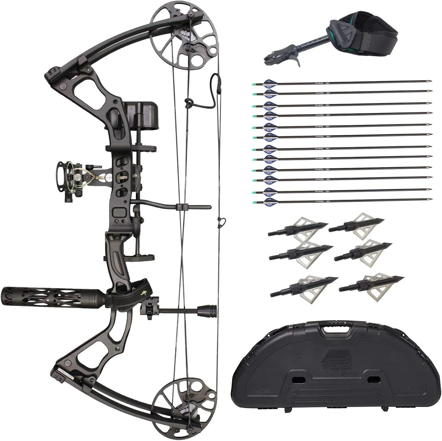 SAS Feud 70 Lbs Compound Bow Travel Package (Black with Travel Package)