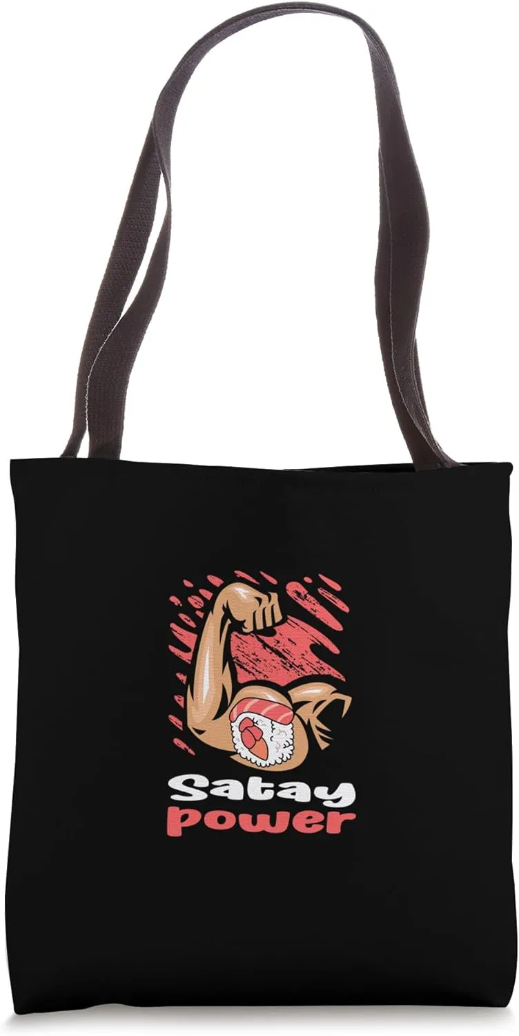 Satay Power Workout Funny Gym Humor Barbecue Favorite Food Tote Bag