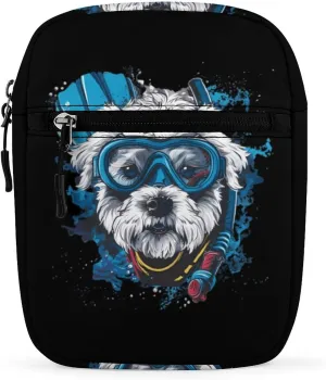 Schnauzer Scuba Diving Funny Dog Funny Crossbody Bags Casual Sling Backpack with Adjustable Strap for Women Men