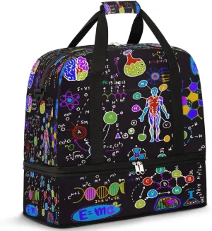 Science Symbols Art Travel Duffel Bag, Travel Essentials, Gym Bag for Women, Weekender Overnight Bag With Shoes Compartment, Carry On Bags for Airplanes