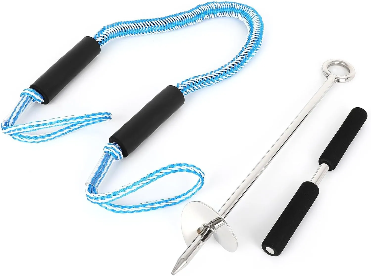 SCITOO 18" Boat Sand Anchor Kit Shallow Water For Jet Ski,PWC,Floats,Pontoon,Kayak,Canoe Accessories for Beach and Sandbar 316 Stainless Steel w/Handle Comes with Rope
