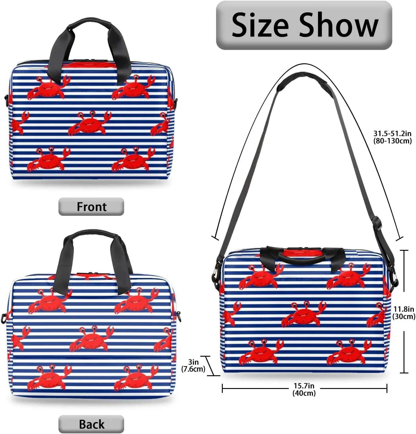 Sea Crab Laptop Sleeve Case 14 15 15.6 inch, Sea Crab Laptop Briefcase Shoulder Bag Waterproof Travel Computer Cover Carrying Bags