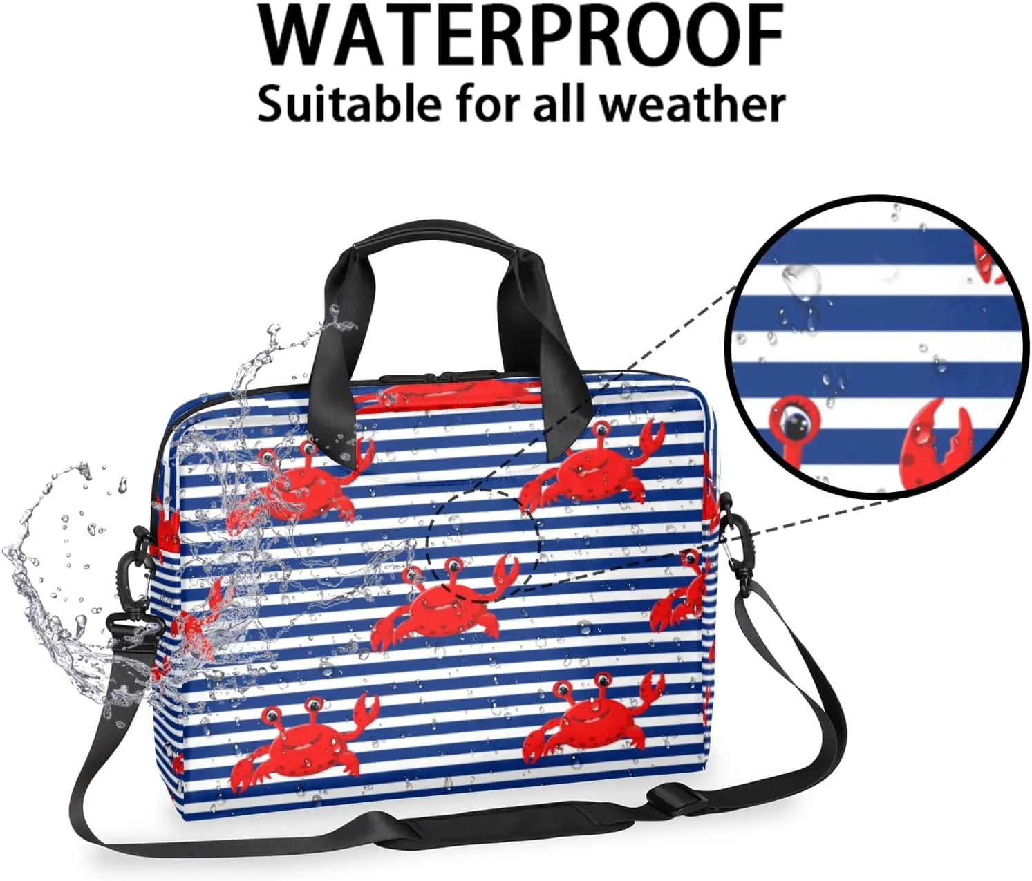 Sea Crab Laptop Sleeve Case 14 15 15.6 inch, Sea Crab Laptop Briefcase Shoulder Bag Waterproof Travel Computer Cover Carrying Bags